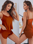 Ensembles de Pyjama Simple Plain Toutes Les Saisons Spandex à Bretelles Naturel 1 jeu Droit Élasticité moyenne pour Femmes