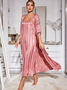 Ensembles de Pyjama Femmes Simple Bloc de Couleur Toutes Les Saisons Spandex Naturel Non-rides 1 jeu Demi Manche Élasticité moyenne