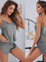 Ensembles de Pyjama Simple Plain Toutes Les Saisons Spandex à Bretelles Naturel 1 jeu Droit Élasticité moyenne pour Femmes