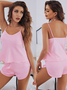 Ensembles de Pyjama Simple Plain Toutes Les Saisons Spandex à Bretelles Naturel 1 jeu Droit Élasticité moyenne pour Femmes