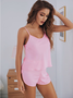 Ensembles de Pyjama Simple Plain Toutes Les Saisons Spandex à Bretelles Naturel 1 jeu Droit Élasticité moyenne pour Femmes