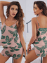 Ensembles de Pyjama Simple Plain Toutes Les Saisons Spandex à Bretelles Naturel 1 jeu Droit Élasticité moyenne pour Femmes