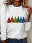Chemises Femmes Décontracté Printemps / Automne Sapin de Noël Quotidien Coupe Régulière Manches Longues Col Rond en Mélangé de Coton Régulier