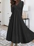 Femmes Plain Gris Col V Confortable Robe Maxi Décontracté