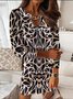 Femmes Géométrique Couleur 1 Col V Confortable Zip Court Robe Décontracté