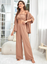 Ensembles de Pyjama Décontracté Plain Toutes Les Saisons Polyester Naturel Absorber l'Humidité et Évacuer la Sueur Domestique 1 jeu Top Avec Pantalons pour Femmes