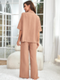 Ensembles de Pyjama Décontracté Plain Toutes Les Saisons Polyester Naturel Absorber l'Humidité et Évacuer la Sueur Domestique 1 jeu Top Avec Pantalons pour Femmes