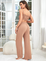 Ensembles de Pyjama Décontracté Plain Toutes Les Saisons Polyester Naturel Absorber l'Humidité et Évacuer la Sueur Domestique 1 jeu Top Avec Pantalons pour Femmes