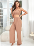 Ensembles de Pyjama Décontracté Plain Toutes Les Saisons Polyester Naturel Absorber l'Humidité et Évacuer la Sueur Domestique 1 jeu Top Avec Pantalons pour Femmes