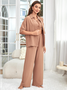 Ensembles de Pyjama Décontracté Plain Toutes Les Saisons Polyester Naturel Absorber l'Humidité et Évacuer la Sueur Domestique 1 jeu Top Avec Pantalons pour Femmes