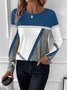 T-shirts Femmes Décontracté Bloc de Couleur Printemps / Automne Ample Jersey Manches Longues Col Rond Droit Régulier