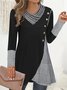 Chemisiers1 Femmes Décontracté Printemps / Automne Plaid Polyester Micro-élasticité Ample Manches Longues Mi-long Droit