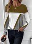 T-shirts Femmes Décontracté Bloc de Couleur Printemps / Automne Ample Jersey Manches Longues Col Rond Droit Régulier