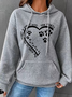 à Capuche Simple Printemps / Automne Coeur/cordé Sweat-shirt à Capuche Poids lourd Aucune élasticité Quotidien Ample en Mélangé de Coton pour Femmes