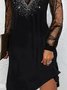Femmes Plain Noir Col V Confortable Maille Court Robe Décontracté
