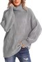 Pulls Femmes Rayé Décontracté Hiver Poids lourd Quotidien Col Roulé Laine/Tricot Long Droit
