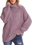 Pulls Femmes Rayé Décontracté Hiver Poids lourd Quotidien Col Roulé Laine/Tricot Long Droit