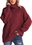 Pulls Femmes Rayé Décontracté Hiver Poids lourd Quotidien Col Roulé Laine/Tricot Long Droit
