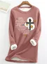 Sweat-shirts Femmes Décontracté Hiver Lettres de texte Micro-élasticité Quotidien Col Rond en Mélangé de Coton Régulier Droit