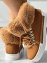 Rembourré de Coton Bottes Femme Décontracté Plain Hiver Quotidien Suède Peluche à Talon Plat Caoutchouc à Enfiler