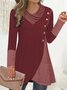 Chemisiers1 Femmes Décontracté Printemps / Automne Plaid Polyester Micro-élasticité Ample Manches Longues Mi-long Droit