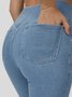 Jeans Femmes Décontracté Plain Printemps / Automne Naturel à Haute Élasticité Coupe Régulière Pantalon à pattes d'éléphant Toile de Jean Régulier