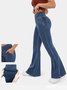 Jeans Femmes Décontracté Plain Printemps / Automne Naturel à Haute Élasticité Coupe Régulière Pantalon à pattes d'éléphant Toile de Jean Régulier