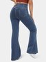 Jeans Femmes Décontracté Plain Printemps / Automne Naturel à Haute Élasticité Coupe Régulière Pantalon à pattes d'éléphant Toile de Jean Régulier