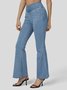 Jeans Femmes Décontracté Plain Printemps / Automne Naturel à Haute Élasticité Coupe Régulière Pantalon à pattes d'éléphant Toile de Jean Régulier