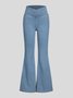Jeans Femmes Décontracté Plain Printemps / Automne Naturel à Haute Élasticité Coupe Régulière Pantalon à pattes d'éléphant Toile de Jean Régulier
