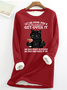 Sweat-shirts Décontracté Hiver Père Noël Micro-élasticité Quotidien Coupe Régulière Col Rond en Mélangé de Coton Droit pour Femmes