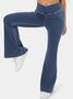 Jeans Femmes Décontracté Plain Printemps / Automne Naturel à Haute Élasticité Coupe Régulière Pantalon à pattes d'éléphant Toile de Jean Régulier