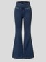 Jeans Femmes Décontracté Plain Printemps / Automne Naturel à Haute Élasticité Coupe Régulière Pantalon à pattes d'éléphant Toile de Jean Régulier