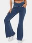 Jeans Femmes Décontracté Plain Printemps / Automne Naturel à Haute Élasticité Coupe Régulière Pantalon à pattes d'éléphant Toile de Jean Régulier