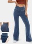 Jeans Femmes Décontracté Plain Printemps / Automne Naturel à Haute Élasticité Coupe Régulière Pantalon à pattes d'éléphant Toile de Jean Régulier