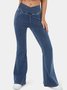 Jeans Femmes Décontracté Plain Printemps / Automne Naturel à Haute Élasticité Coupe Régulière Pantalon à pattes d'éléphant Toile de Jean Régulier