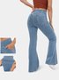 Jeans Femmes Décontracté Plain Printemps / Automne Naturel à Haute Élasticité Coupe Régulière Pantalon à pattes d'éléphant Toile de Jean Régulier