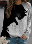 Sweat-shirts Femmes Décontracté Printemps / Automne Chat Polyester Poids lourd Quotidien Ample Manches Longues Régulier