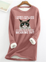 Sweat-shirts Décontracté Hiver Chat Micro-élasticité Quotidien Coupe Régulière Manches Longues en Mélangé de Coton en Toison pour Femmes