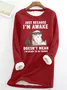 Sweat-shirts Femmes Décontracté Hiver Chat Micro-élasticité Coupe Régulière Manches Longues en Mélangé de Coton Régulier en Toison