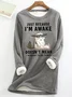 Sweat-shirts Femmes Décontracté Hiver Chat Micro-élasticité Coupe Régulière Manches Longues en Mélangé de Coton Régulier en Toison