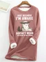 Sweat-shirts Femmes Décontracté Hiver Chat Micro-élasticité Coupe Régulière Manches Longues en Mélangé de Coton Régulier en Toison