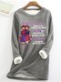 Sweat-shirts Femmes Décontracté Hiver Lettres de texte Coupe Régulière Noël Manches Longues en Mélangé de Coton Régulier en Toison