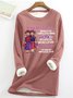 Sweat-shirts Femmes Décontracté Hiver Lettres de texte Coupe Régulière Noël Manches Longues en Mélangé de Coton Régulier en Toison