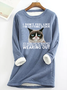 Sweat-shirts Décontracté Hiver Chat Micro-élasticité Quotidien Coupe Régulière Manches Longues en Mélangé de Coton en Toison pour Femmes