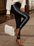 Pantalons De Yoga Femmes Décontracté Plain Toutes Les Saisons Polyester Brillant à Haute Élasticité Serré Droit Régulier