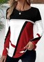 T-shirts Femmes Décontracté Bloc de Couleur Printemps / Automne Ample Jersey Manches Longues Col Rond Droit Régulier