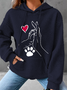 à Capuche Femmes Simple Printemps / Automne Chien Aucune élasticité Quotidien Ample Manches Longues Régulier Droit