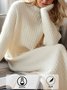 Femmes Plain Blanc Cassé Col Rond Confortable Mi-longue Robe Pull Décontracté
