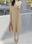 Femmes Plain Blanc Cassé Col Rond Confortable Mi-longue Robe Pull Décontracté